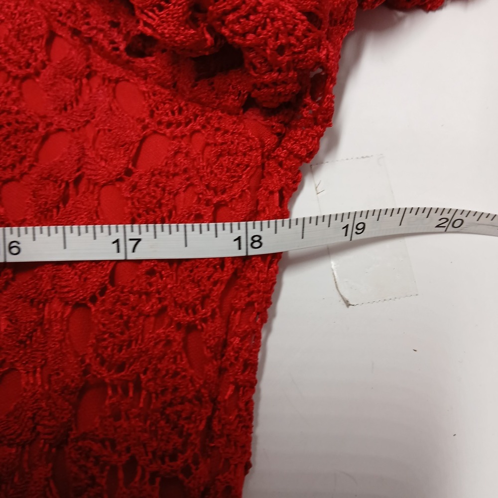 Brittany Black - Red Lace Sequin Top Womens Med 3/4 Sleeve Blouse Lined - Picture 8 of 12